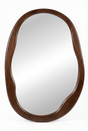 Irregular Oval Dark Walnut Mirror - 600x900