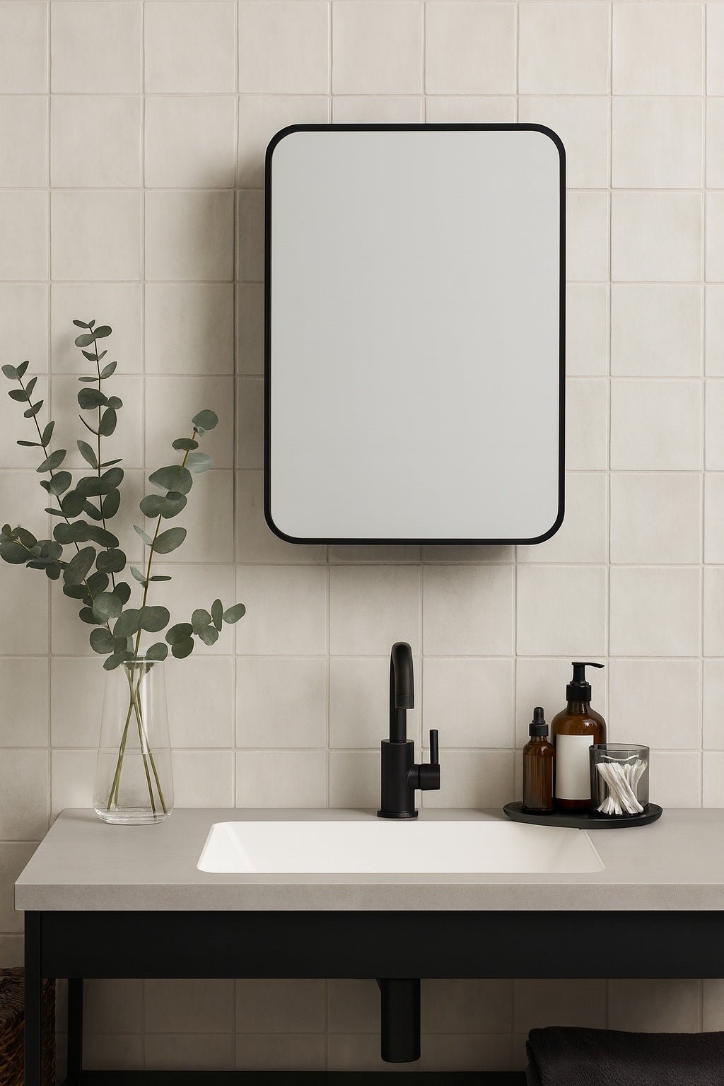 Sleek Black Aluminium Mirror Cabinet - 450 x 600mm - Paramount Mirrors and PrintsPMM-MB4560-BLK0759649675444Mirror