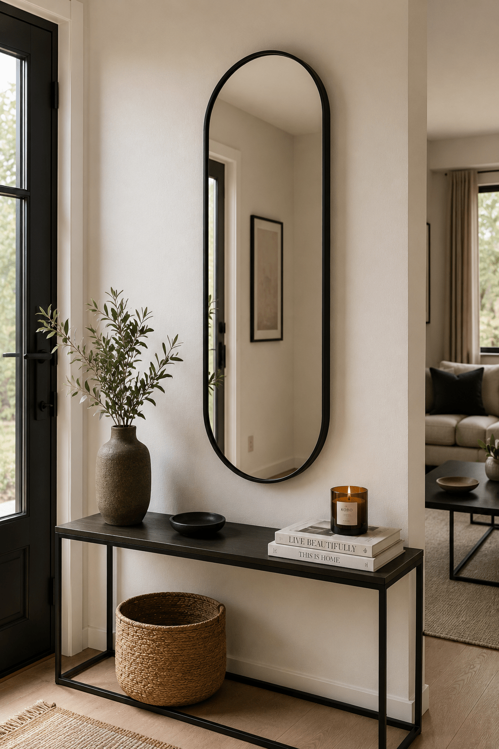 Style Essentials Aura Pill Mirror – Medium Black - 990 x 440mm - Paramount Mirrors and PrintsPMM-AURA-S-BLA0659525695811Decorative Mirrors