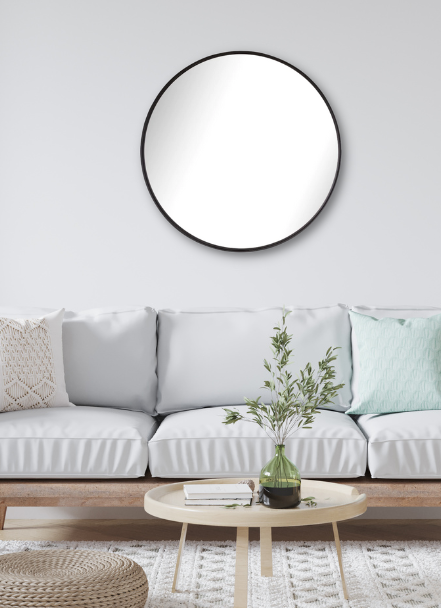 Lily Round Floating Mirror - Black - Paramount Mirrors and Prints